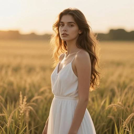 Serene Girl in Golden Sunrise Meadow