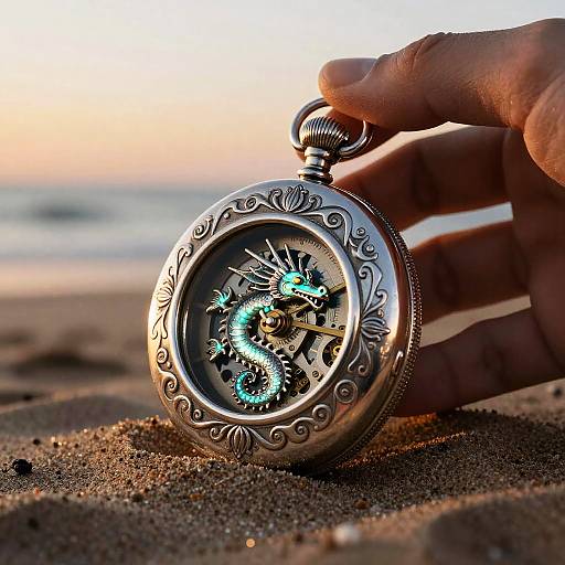 Twilight Bioluminescent Clockwork Seadragon Locket