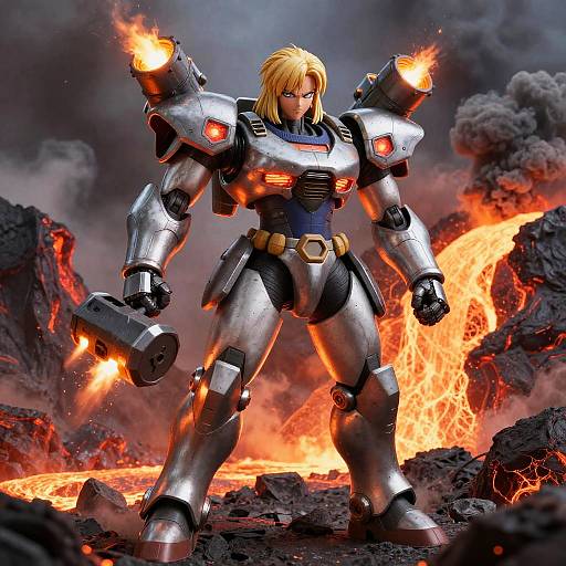 Mecha Android 18 in Volcanic Crater