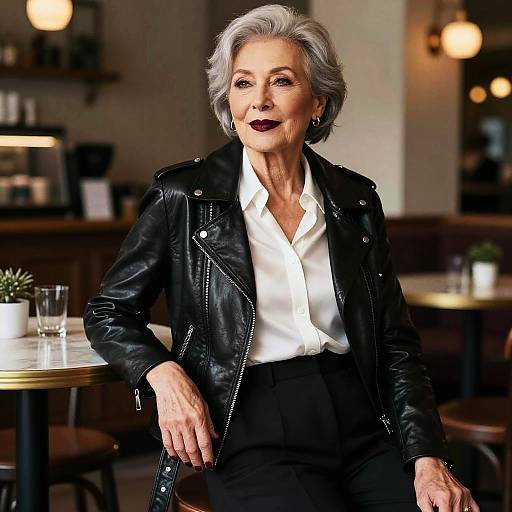 Cinematic Portrait of Stylish Older Woman