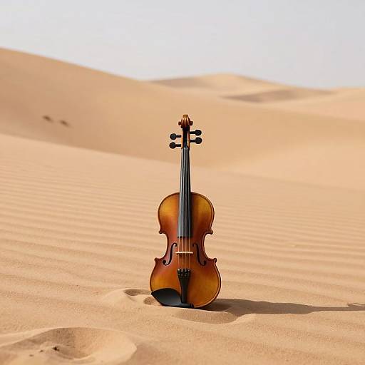 Solitary Violin in Desert Serenity
