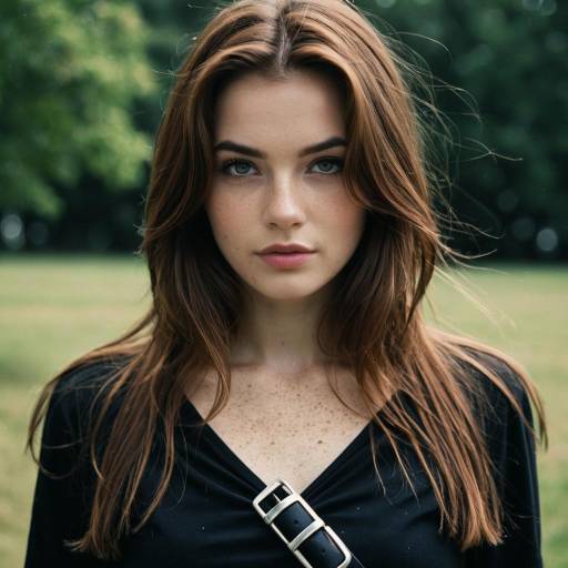 Young Woman with Brown Hair Outdoors