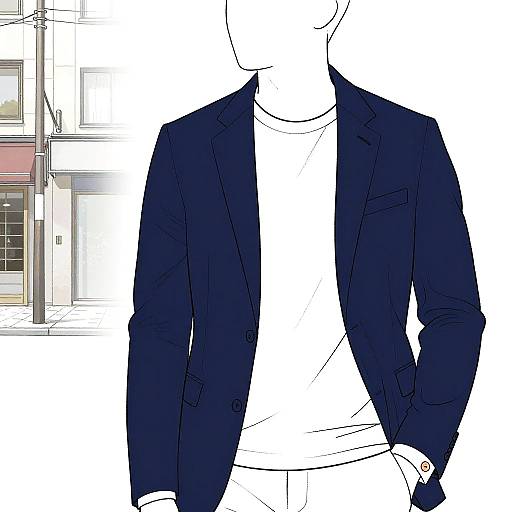 Minimalist Fashion Illustration of Man in Navy Blazer