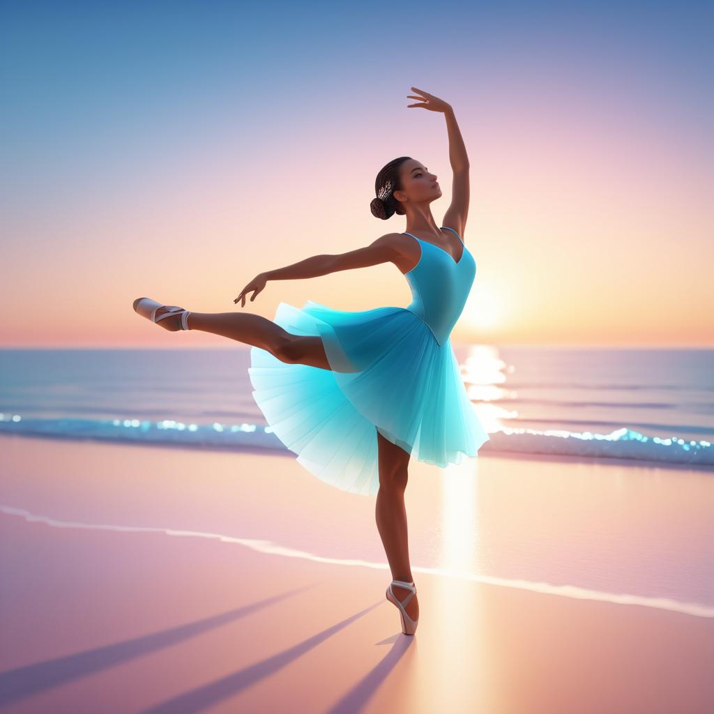 Ballerina at Sunrise by the Ocean