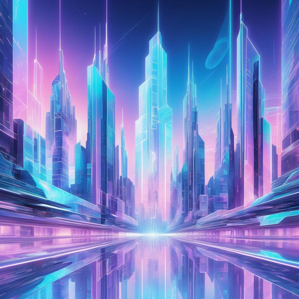 Futuristic Holographic Cityscape Art