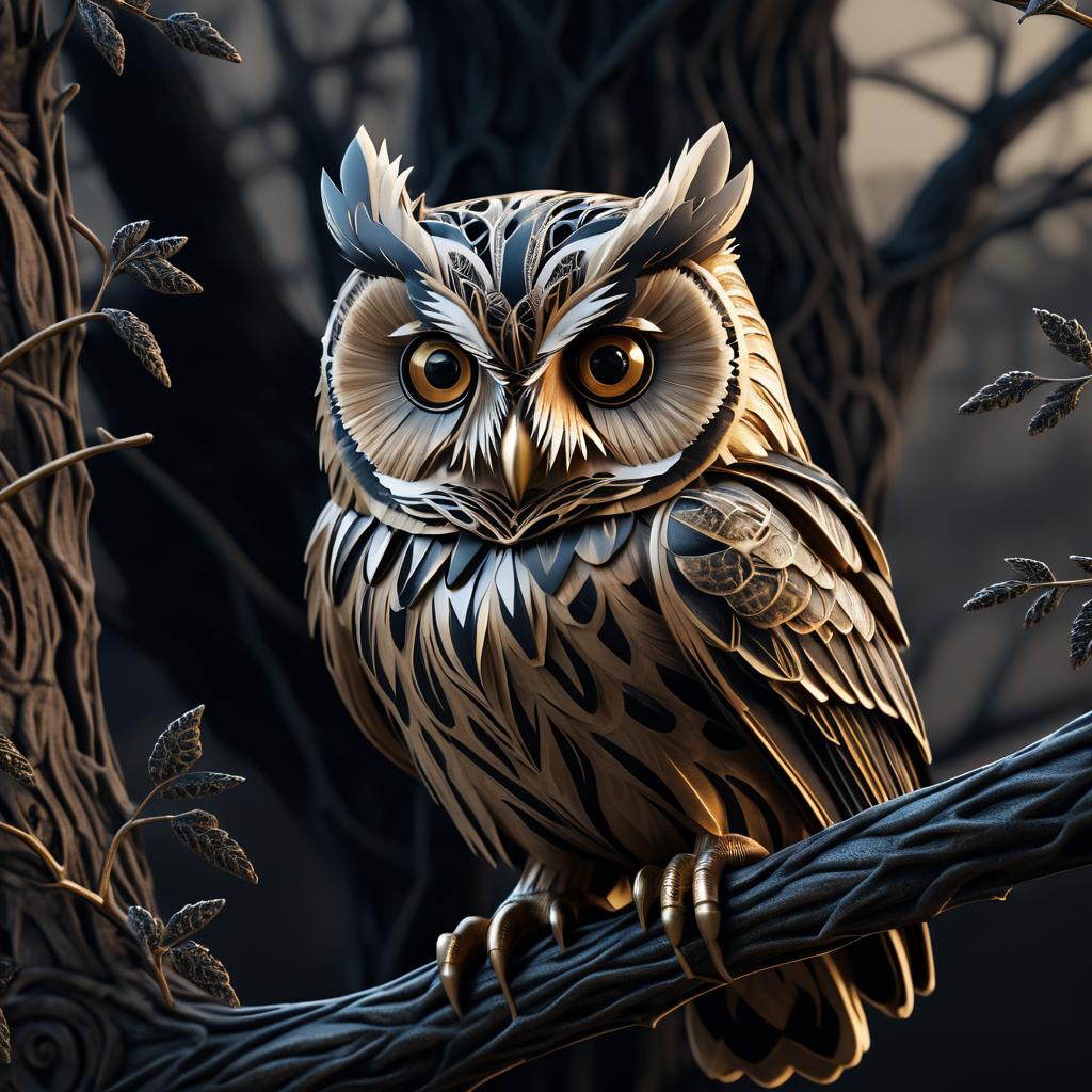 Hyper-Realistic Surreal Owl Close-Up