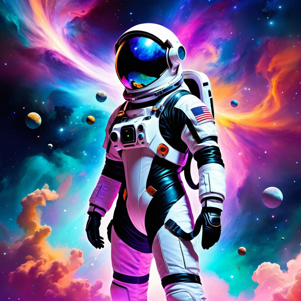 Astronaut in Colorful Nebula Art