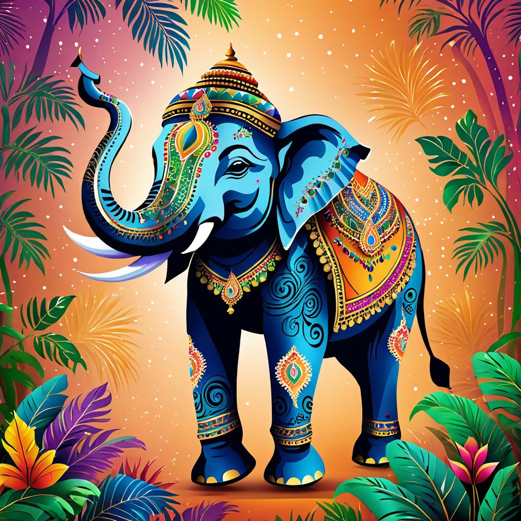 Vibrant Indian Elephant in a Jungle Setting