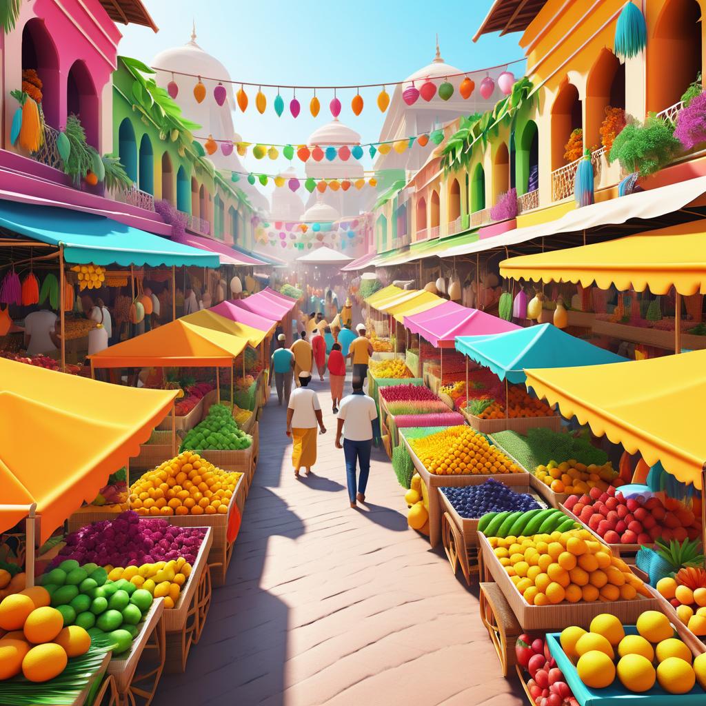 Vibrant Market Scene in 8K Resolution