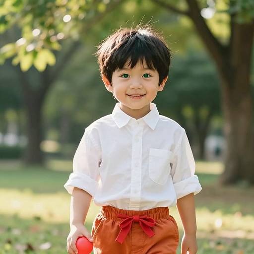 Joyful Young Boy in Sunny Park