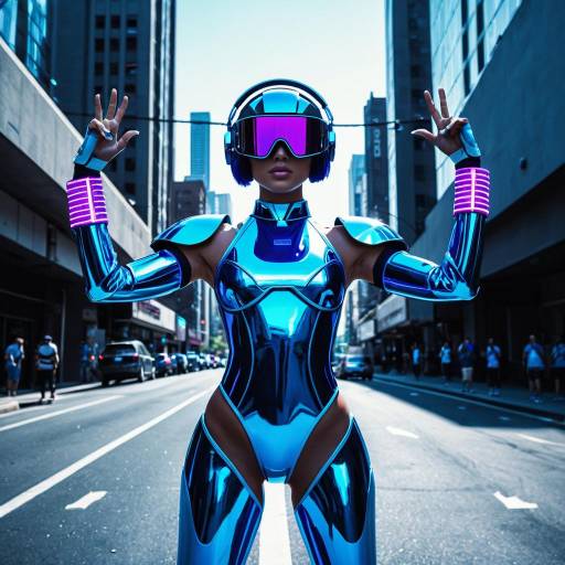 Futuristic Female Dancer in Chrome Suit