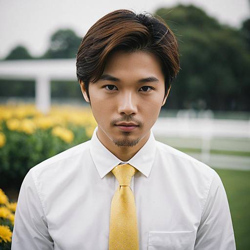 Realistic Solo Male in Semi-Casual Attire