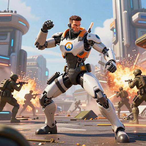 Cybernetic Warrior in Overwatch Battle
