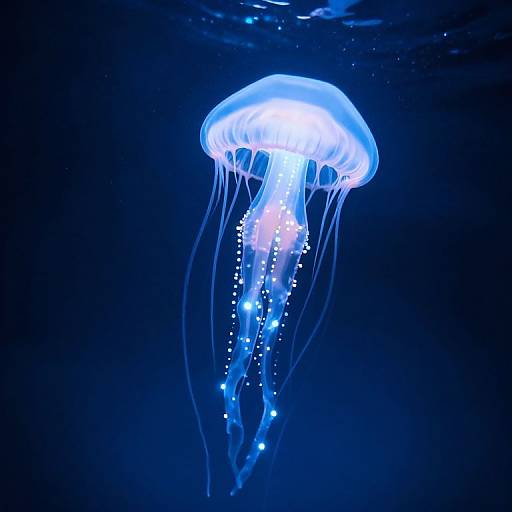 Colossal Bioluminescent Jellyfish in Abyss