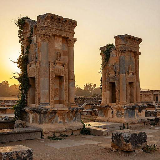 Mystical Persa City Ruins at Sunset