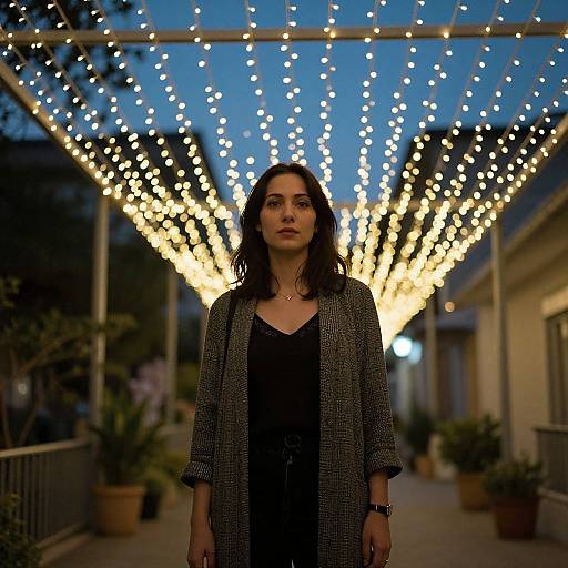 Evening Portrait Under String Lights