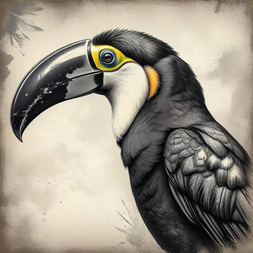 Monochrome Portrait of a Majestic Toucan