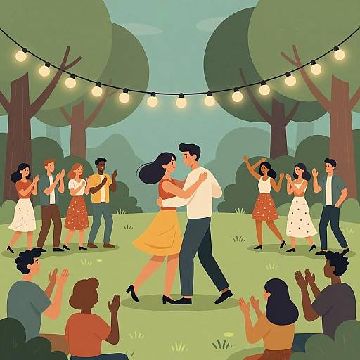 Couple Dancing in Park Celebration