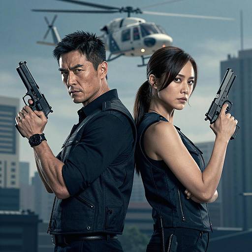 Dynamic Duo in an Action Movie Poster