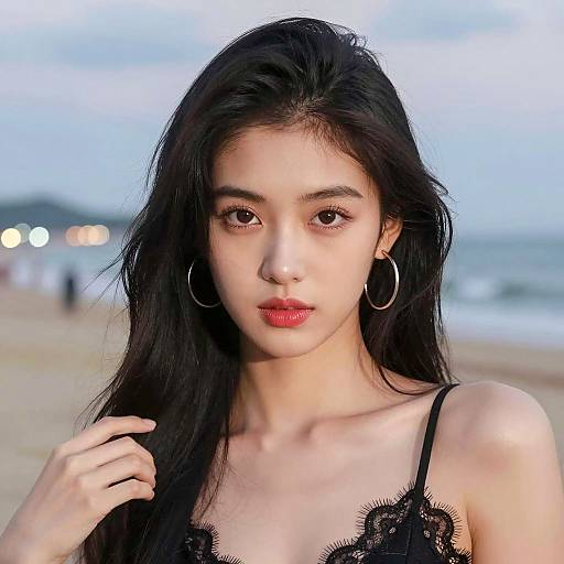 Elegant Young Woman at the Beach