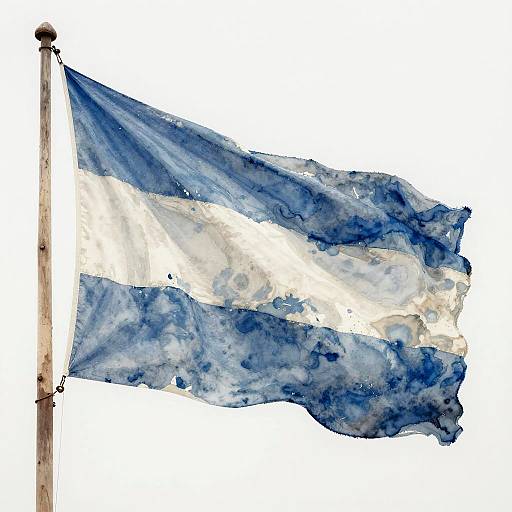 Watercolor Blahaj Flag on Pole