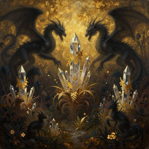 Gilded Rococo-Gothic Griffin Surreal Reverie