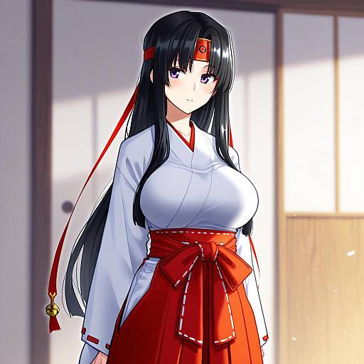 Illustration of Musha miko tomoe, queen's blade in the style of Popopoka