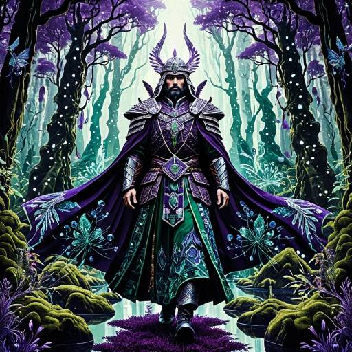 Elegant Ancient Warrior in Crystal Forest
