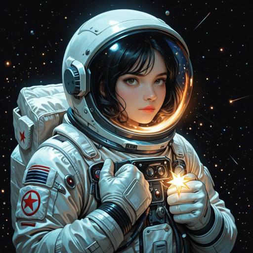 Astronaut Boy in a Starry Background