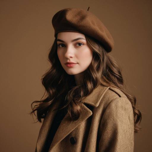 Woman in Brown Beret and Coat