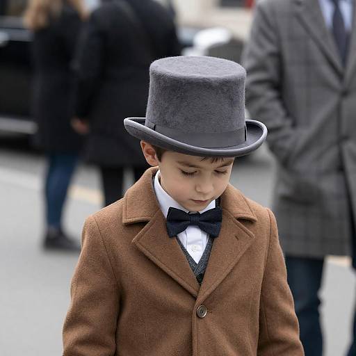 Vintage Urban Scene with Young Boy