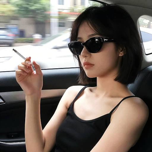 Stylish Woman in Car Portrait