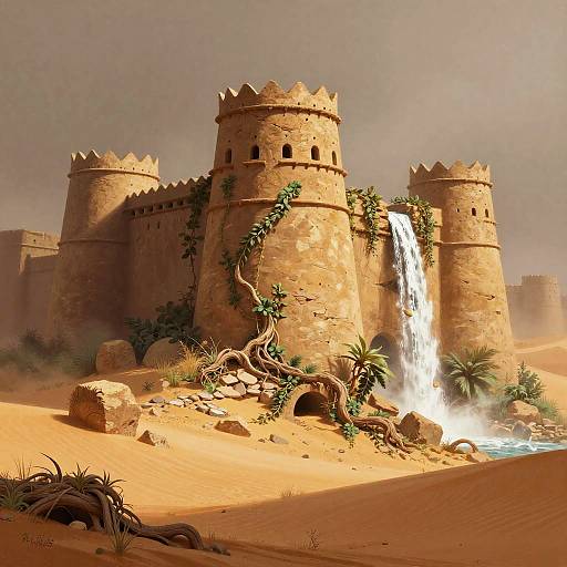 Crumbling Sandstone Fortress in Desert