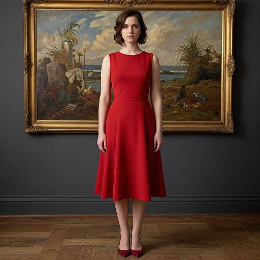 Woman in Red Dress by Painting