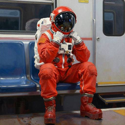 Confident Astronaut in Red Jumpsuit