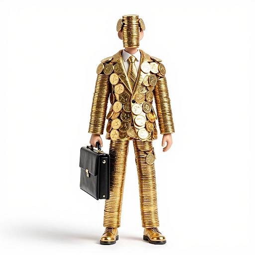 Golden Coin Man Full-Body Portrait