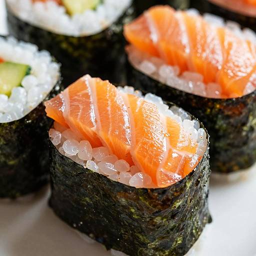 Vibrant Close-Up of Salmon Sushi