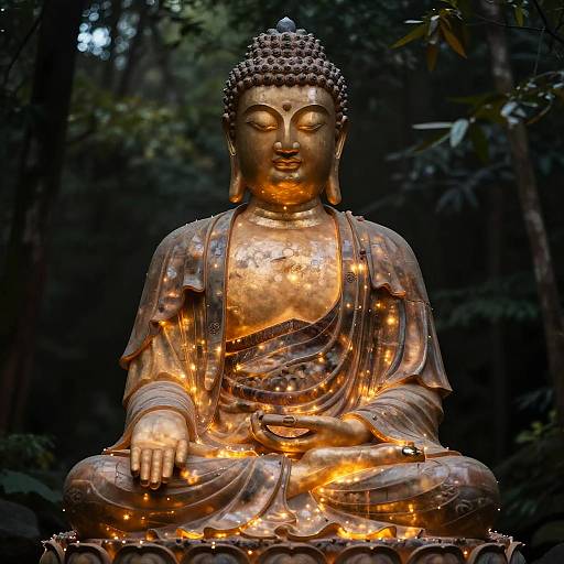 Glowing Meditative Buddha Statue