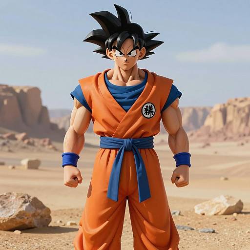 Muscular Warrior in Desert Landscape