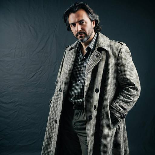 Middle-aged Man in Trench Coat Studio Portrait
