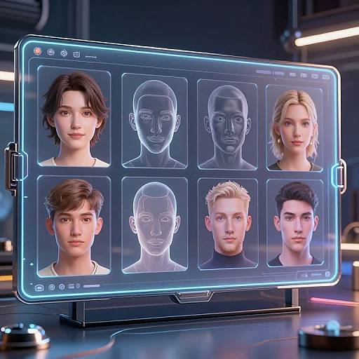 Futuristic Face Shape Simulator Interface
