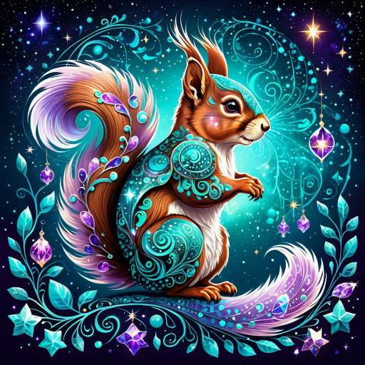 Ornate Fantasy Squirrel with Jewel Embellishments