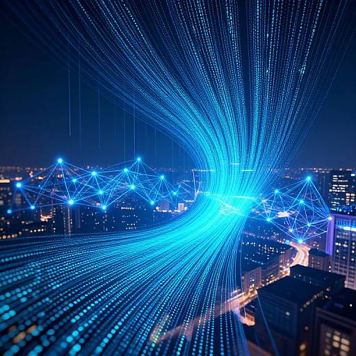 Futuristic AI Cityscape with Digital Patterns