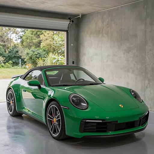 Green Porsche 911 Cabriolet in Garage