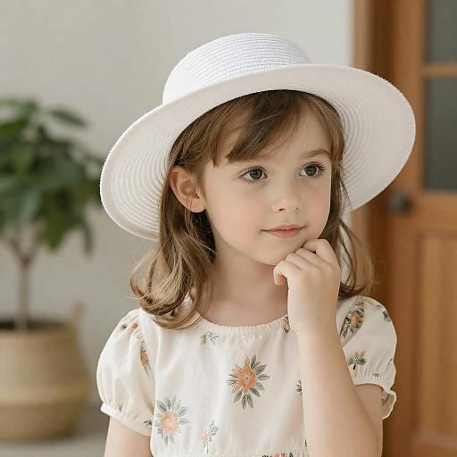 Portrait of Girl in Wide-Brim Hat