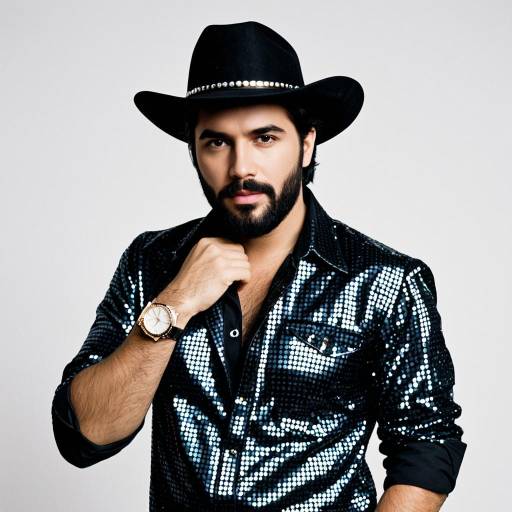Man in Shiny Disco Shirt and Cowboy Hat