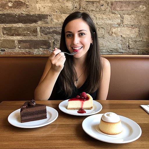 Woman Enjoying Desserts at Tea-Room
