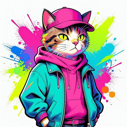 Vibrant Pop Art Urban Cat