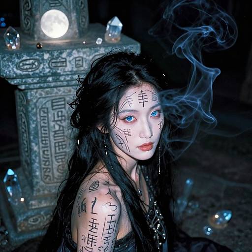 Moonlit Portrait of East Asian Sorceress