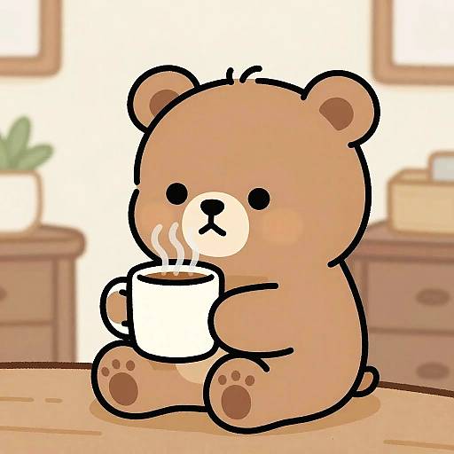 Cozy Doodle Coffee Bear